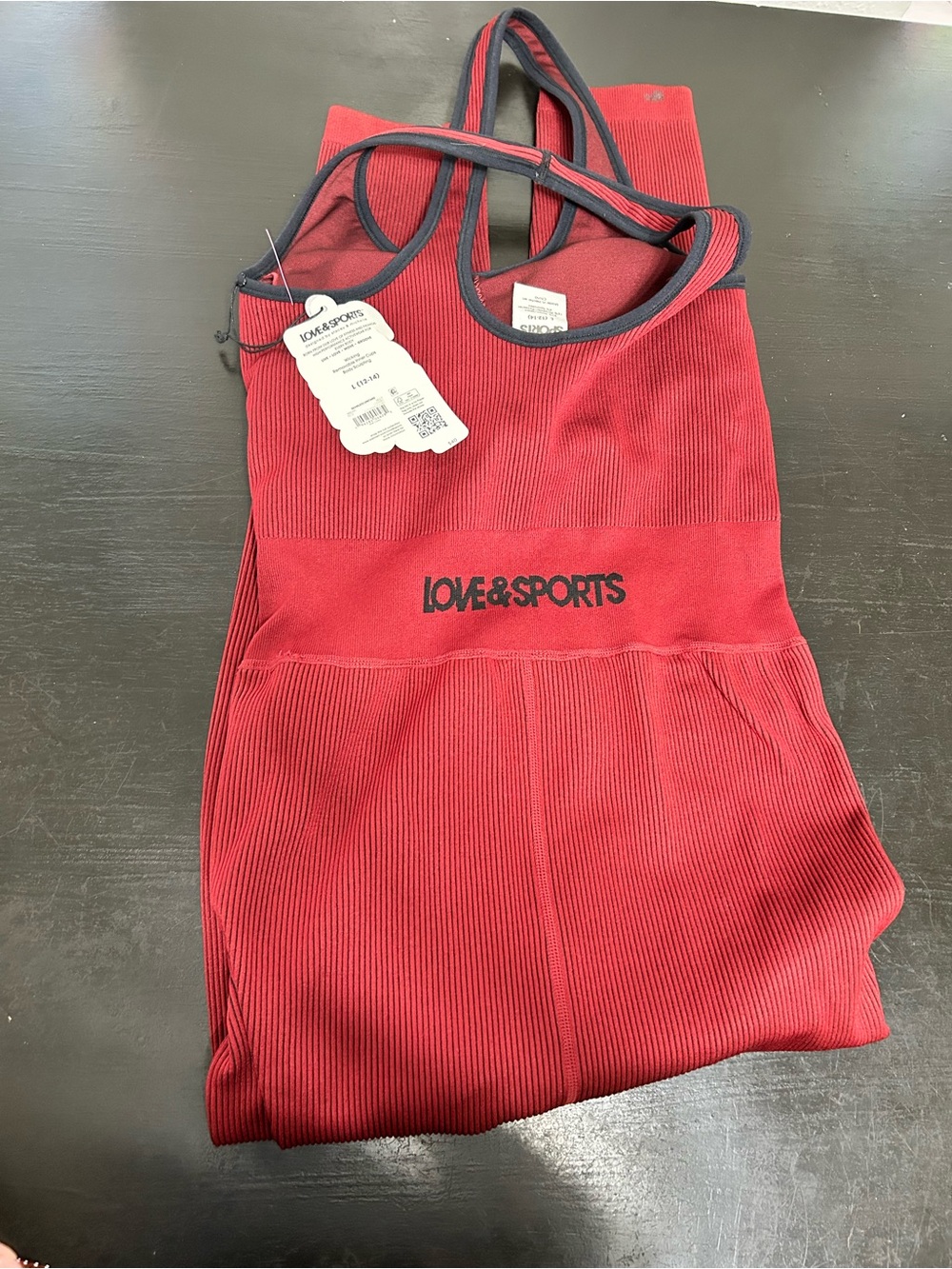 LOVE&SPORTS Red Ribbed Jumpsuit
